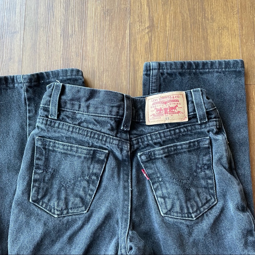 Levi's Girls Kid 6X Regular Skinny Fit Jeans Denim Black Holes Rip Distressed
